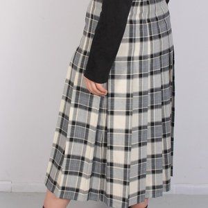 Vintage Scottish Wool Kilt sz 14 16 XL Ivory Plaid Tartan